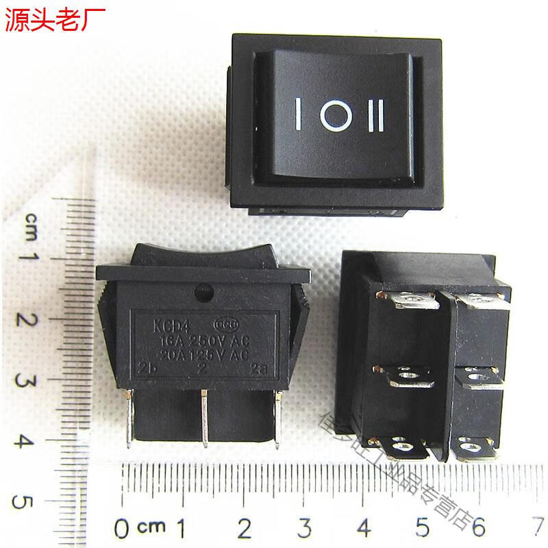 6-pin 3-speed double-pole double-throw forward and reverse KCD4 six-pin three-speed power boat switch for children's electric car and motorcycle, Chinese characters black, 2 pack