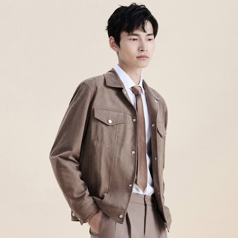 Angel Bird Jacket Men's Preferred Autumn New Fashion Casual Lapel Solid Color Trendy Jacket Beeswax Yellow XL -50(180/100)