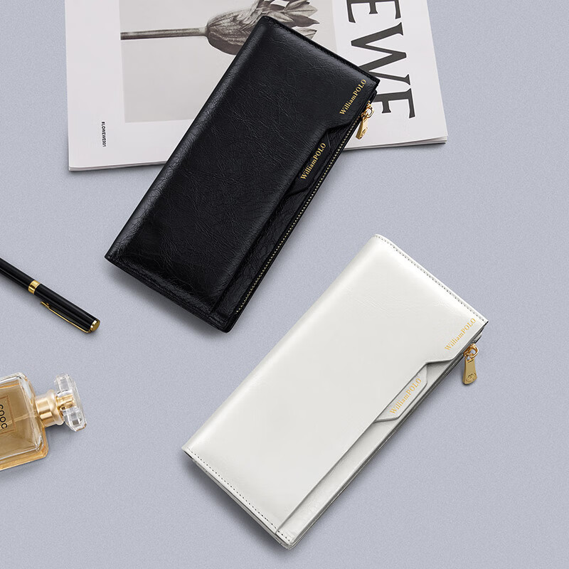 WILLIAMPOLO Emperor Paul Wallet Women's Long Genuine Pickup Bag 2025 New Handbag Chinese Valentine's Day Gift for Girlfriend White