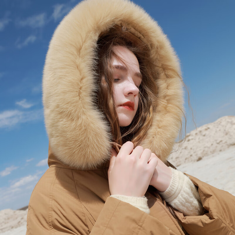 Sancai 2024 new winter style warm goose down jacket fox fur collar down jacket waterproof long warm quilt jacket for women