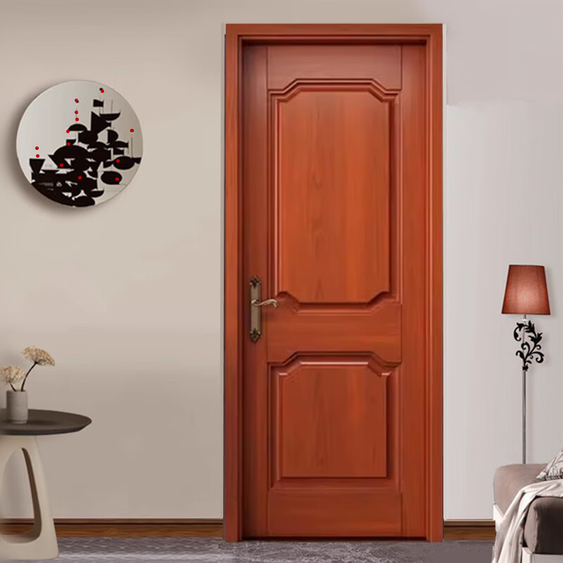 Oak solid wood painted door bedroom door Chinese style light luxury interior door hotel villa room door bathroom door custom rubber wood painted door 1