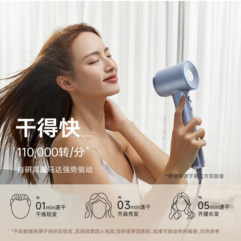 Laifen high-speed hair dryer, quick-drying household hair dryer, negative ion hair care high-power hair dryer, New Year gift, national subsidy, LF03 flash silver