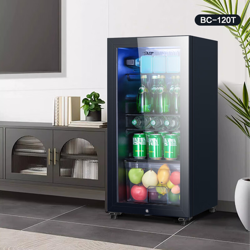SAST ice bar refrigerator European style constant temperature wine cabinet office hotel home refrigerator mini small single door gaming tea preservation cabinet display sample beverage medicine cabinet 135 liters black bile (refrigerated + micro-freezing + blue light + lock)