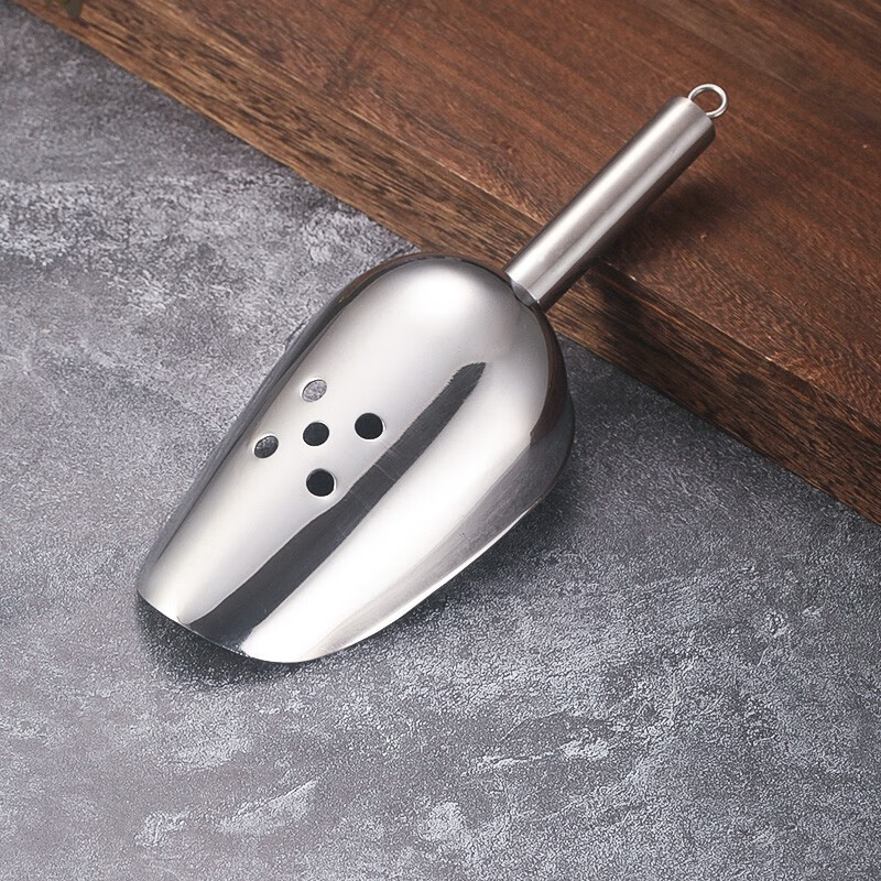 Bar Soul Ice Shovel Ice Clamp Thickened 304 Stainless Steel Ice Shovel Water Filtration Function Ice Cube Shovel For Cocktail Mixing Extra Large Thickened Ice Shovel