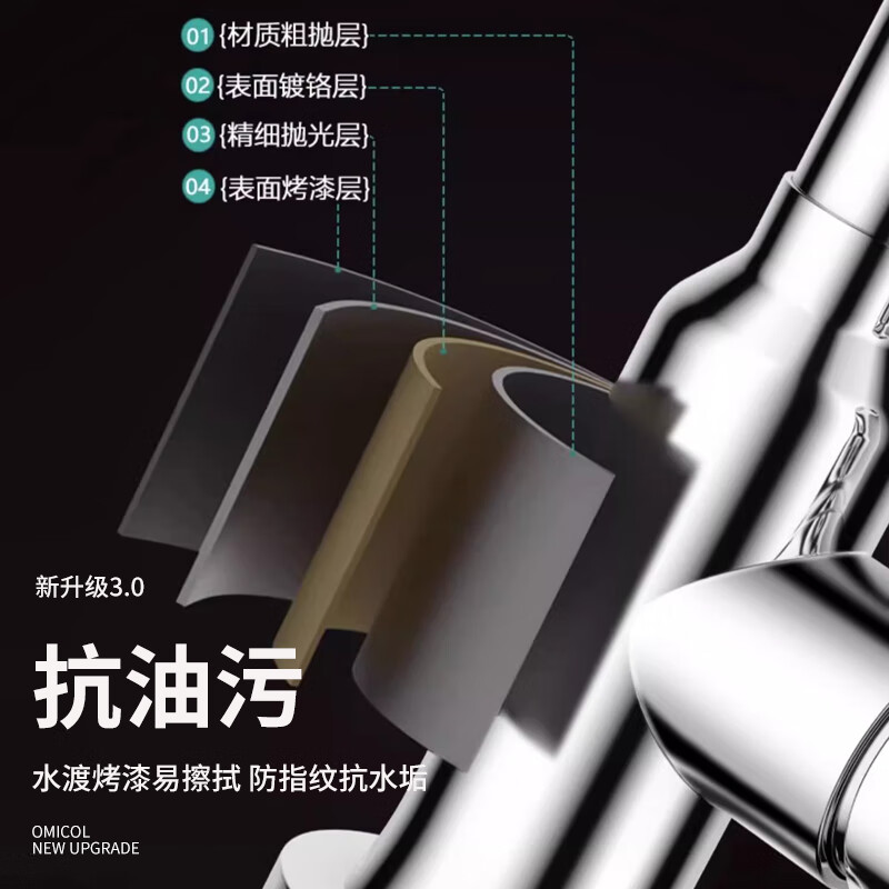 OMICOL German kitchen faucet all-copper body sink pull-out Raindance multi-function hot and cold sink faucet Raindance hot and cold pull-out faucet gun ash genuine German brand丨Official warranty 20 years