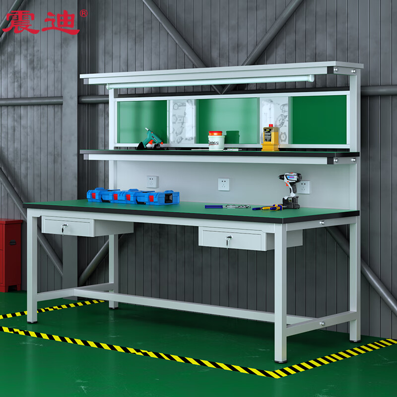 Zhendi anti-static workbench DR947 double draw with light stand 2000*800*1600mm sheets