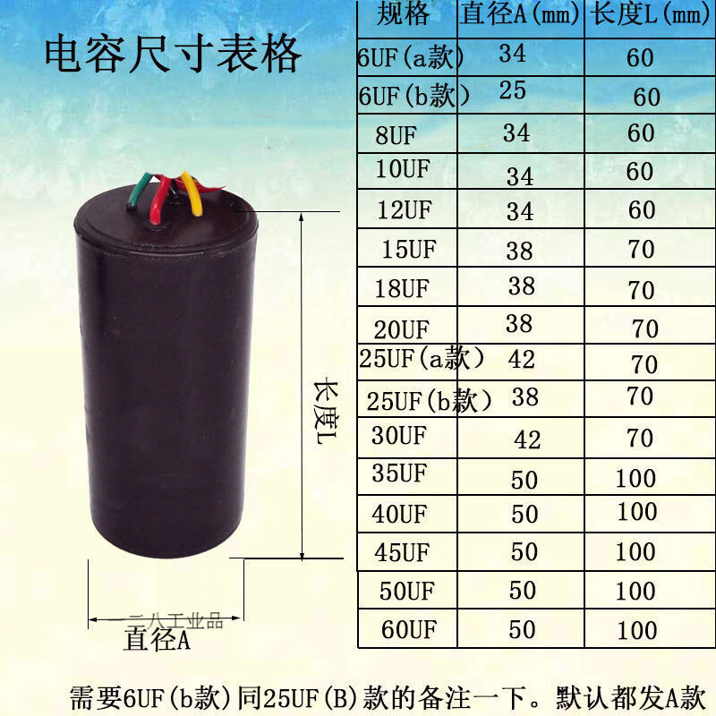 Motor capacitor CBB60 450V capacitor water pump capacitor starting capacitor range hood capacitor 6