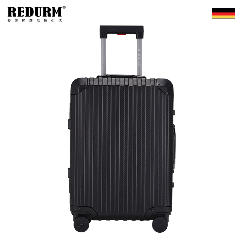 REDURM all-aluminum-magnesium alloy large-capacity suitcase, lightweight boarding suitcase, business trip trolley case, high-looking obsidian black - flagship 3D pattern scratch-resistant and wear-resistant hard case 20 inches - boarding