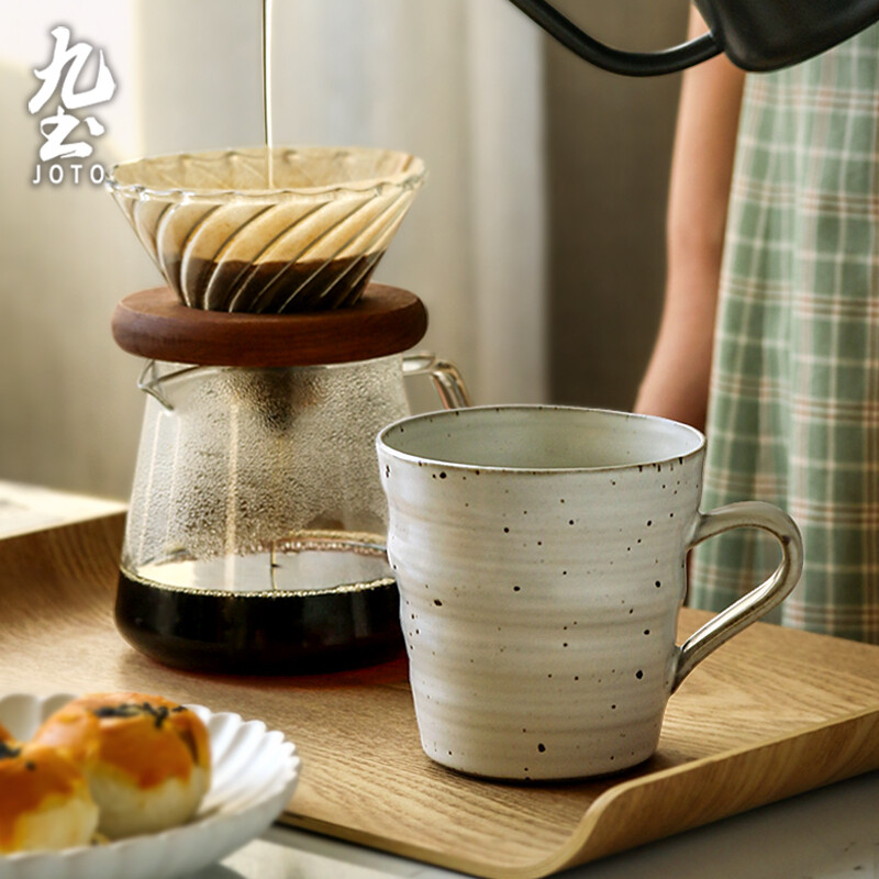 Jiutu Japanese-style handmade coarse pottery coffee cup hand-brewed retro mug simple household water cup creative couple cup kiln whitening