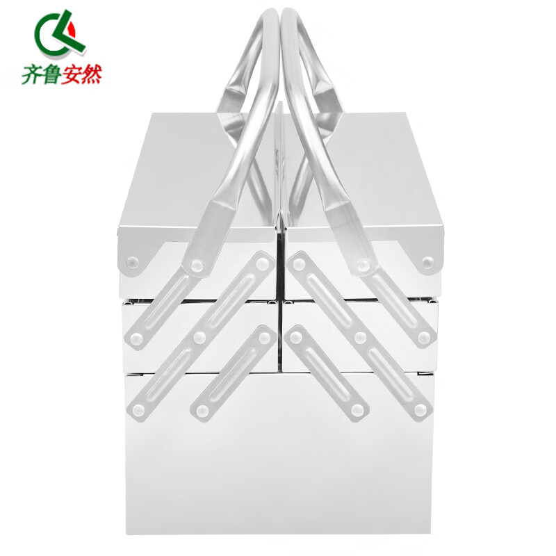 Qilu Anran stainless steel tool box three-layer folding hardware tool storage box multi-functional suitcase 460mm