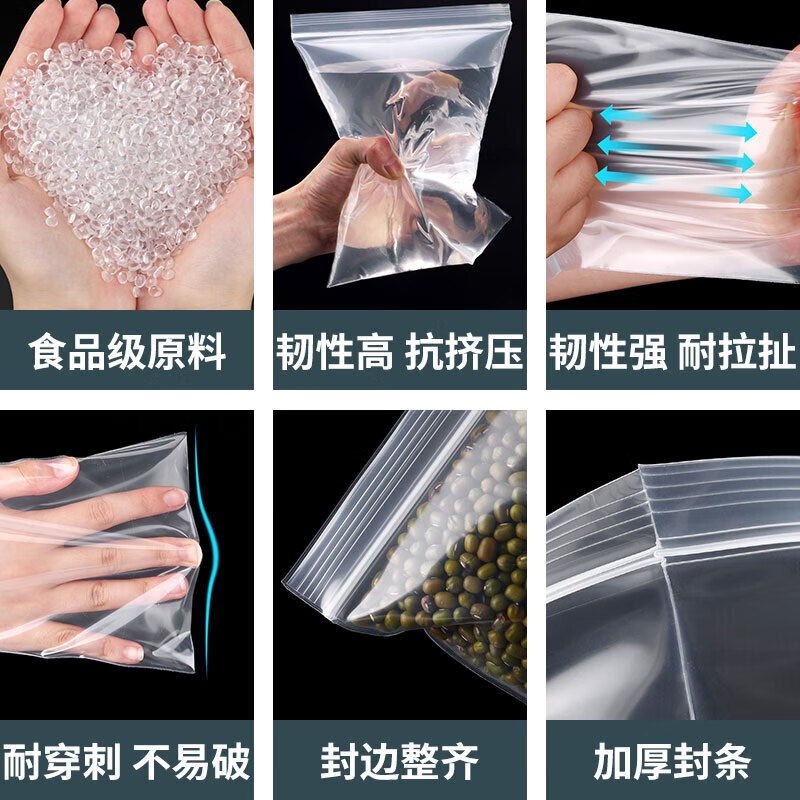 Kerui'er Small Thickened Ziplock Bag No. 0 Food Grade PE Sealed Bag Waterproof and Moisture-proof Transparent Sealed Bag Dense Bag Packaging Bag Storage Organizer Bag 100 pieces/set