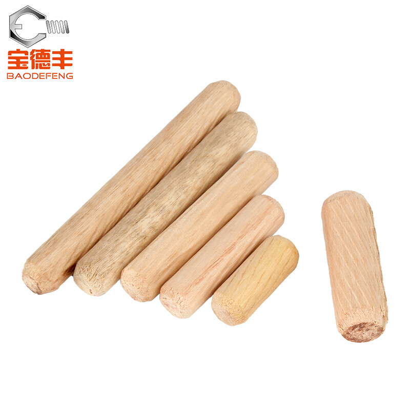 Baodefeng round wood plug wood cabinet connection piece twill wood tenon wood tip wood cork wedge wood peg nail wood dowel solid wood M8x50 50 pieces
