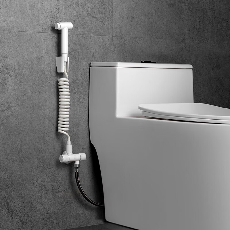 Durade (KSHD) German KSHD all-copper toilet spray gun companion bathroom flusher women's high-pressure water gun booster faucet nozzle matte white (double angle valve) spray gun set