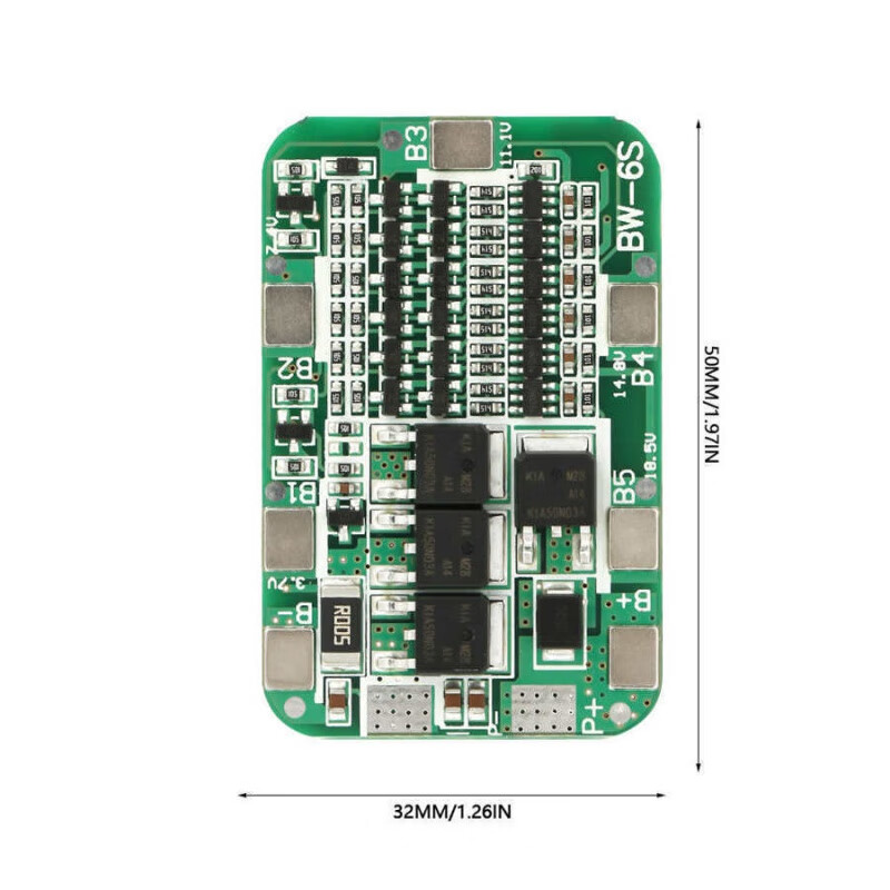 Ouhuayuan 6-string 22V 24V lithium battery charging protection board module BMS power tool solar lighting