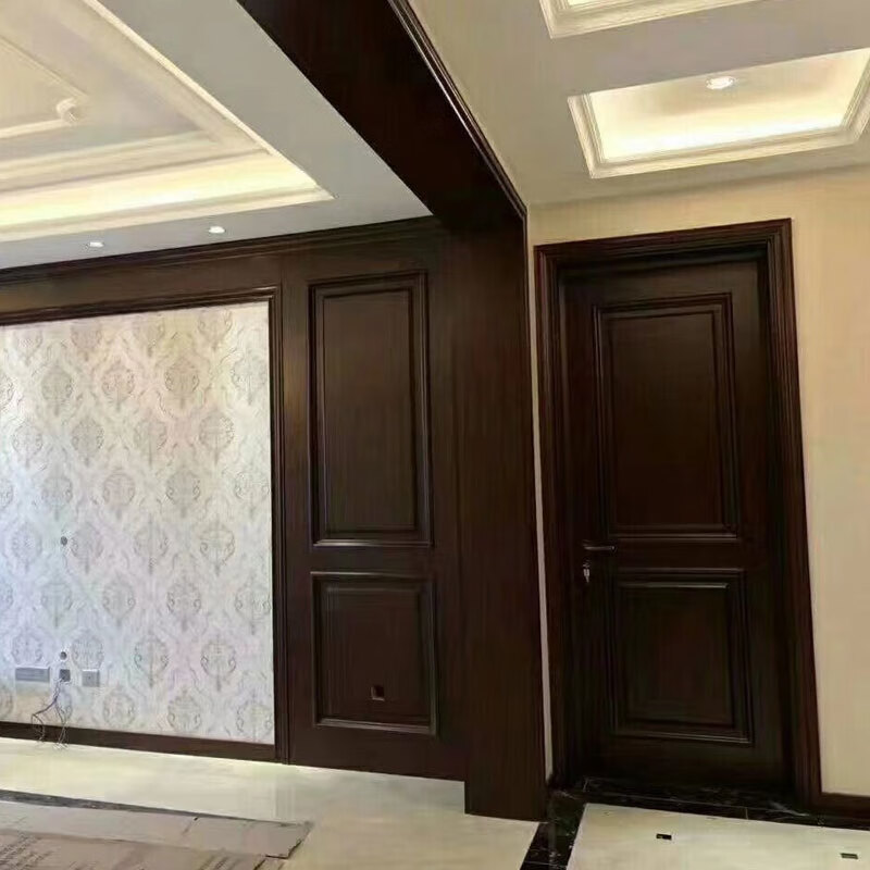 African red walnut log door bedroom door set room interior door new Chinese style painted solid wood door whole house customization walnut log customization