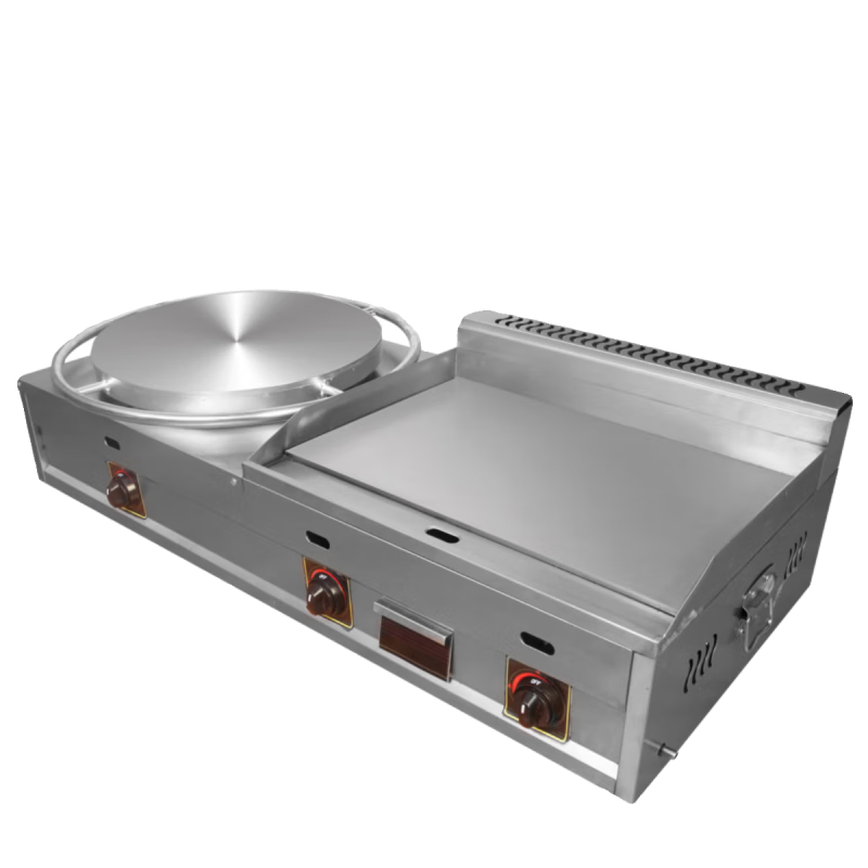 Master Neng's new pancake machine and griddle combination machine commercial gas hand pancake machine multigrain pancake and fruit grilled cold noodle machine combination machine squid teppanyaki stall special griddle 45 rotation pancake machine + 55*35 griddle