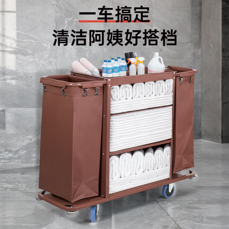 Yue Changsheng hotel guest room linen cart multi-functional bag hand push cleaning work cart cleaning cleaning service cart 4-inch wheel unilateral style