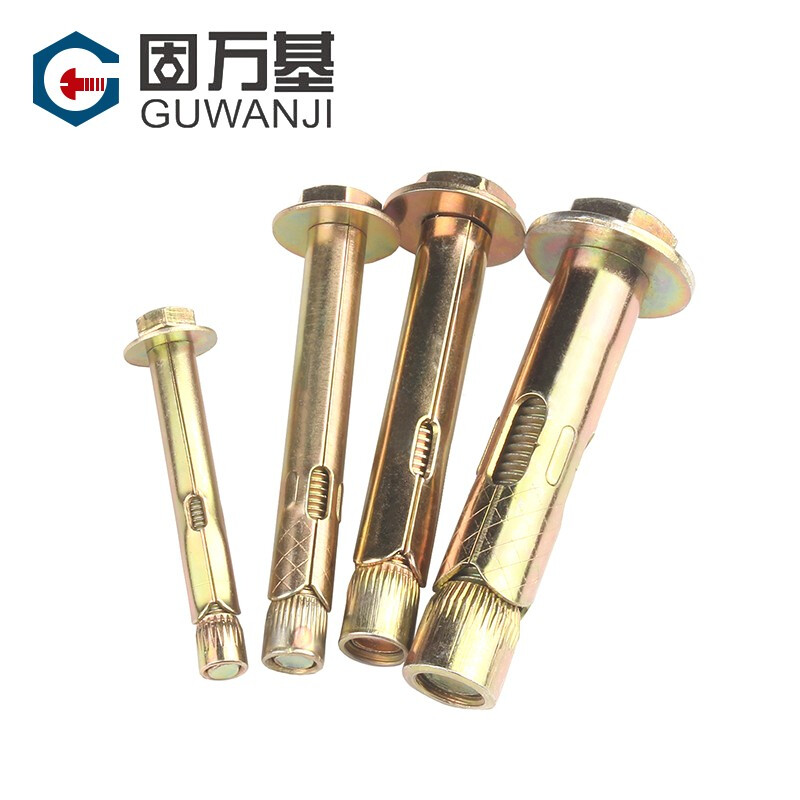 Guwanji external hexagonal internal expansion screw explosion built-in expansion bolt air conditioning floor expansion extension tube M8x100 5 pieces color zinc material