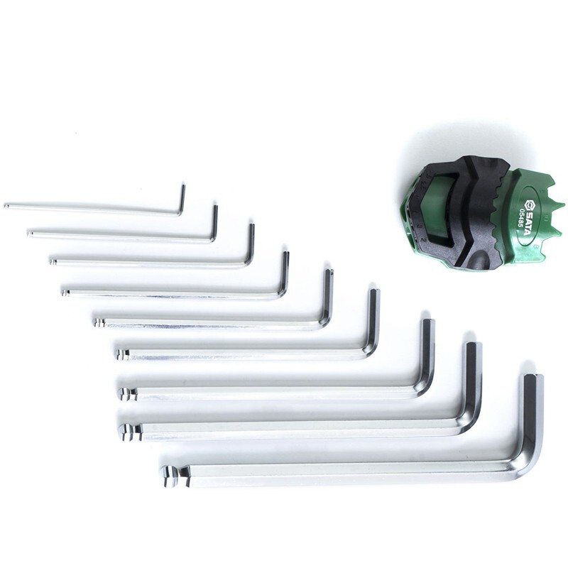 SATA (SATA) Hexagonal wrench set Hexagonal set Hexagonal screwdriver tool 05481-05485 Multiple specifications 9-piece extended ball head hexagonal set 05485
