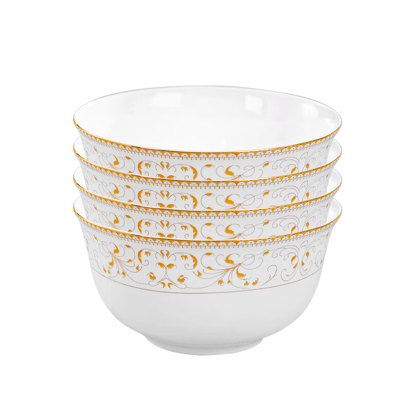 Haoya Jingdezhen ceramic tableware set household rice bowl small soup bowl European style Sun Island 4.5 inches 4 pack