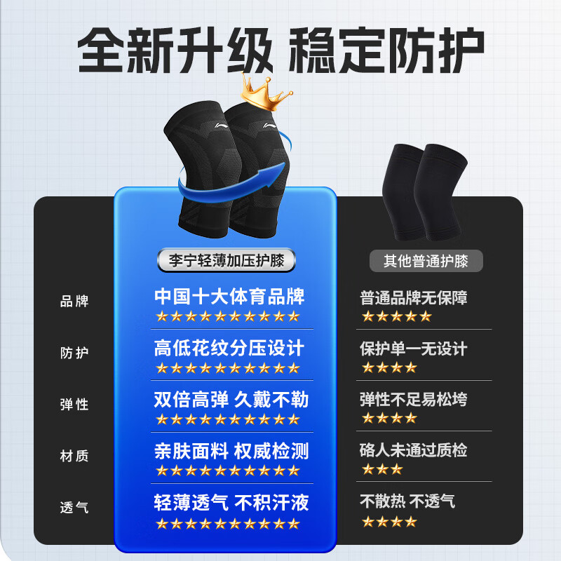 Li Ning (LI-NING) knee pads, sports and warmth, men and women running, special climbing basket for old cold legs, meniscus injury, joint pain, badminton