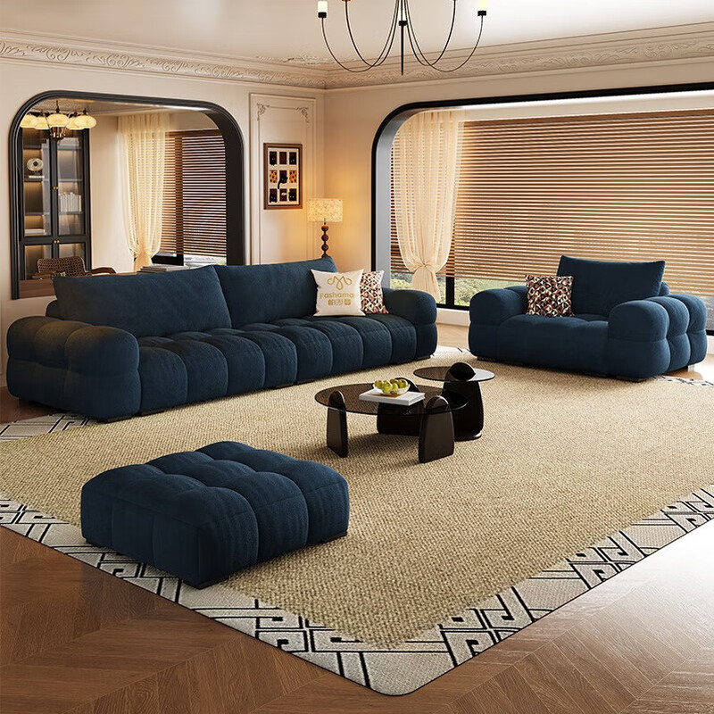 Pashaman living room sofa 2026 new puff cream piano key chenille fabric sofa flagship 2.72 meters 2171ZF