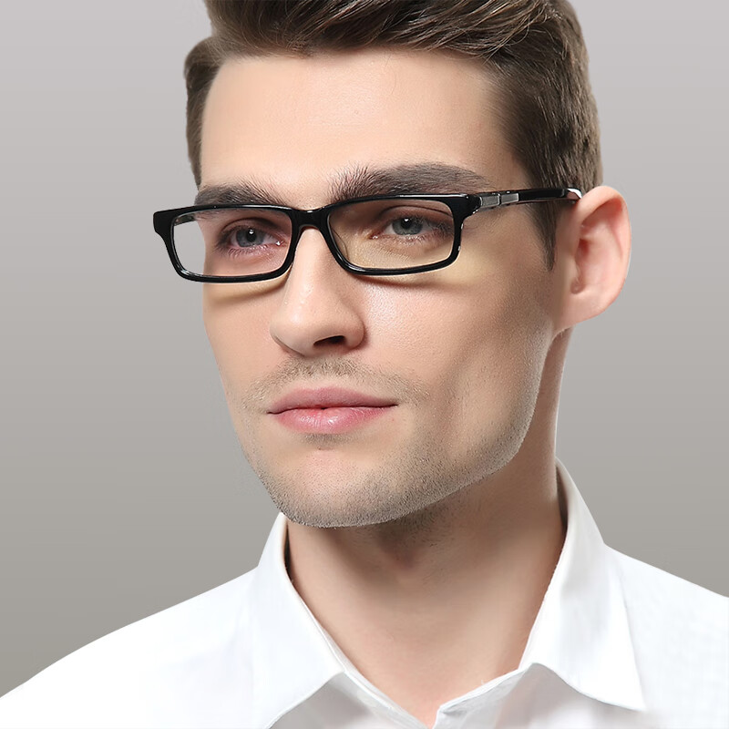 Kavoli plate glasses frame for men and women, ultra-light finished optical glasses, full frame frame, square frame myopia glasses K1093, versatile classic, large size black, frame + 1.56 thinner lens (0-400 degrees)