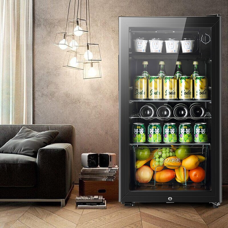 SAST ice bar refrigerator European style constant temperature wine cabinet office hotel home refrigerator mini small single door gaming tea preservation cabinet display sample beverage medicine cabinet 135 liters black bile (refrigerated + micro-freezing + blue light + lock)