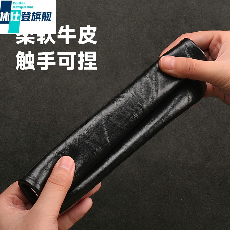 Husden XSDN Coin Purse Women's 2024 New Genuine Leather Long Thin Men's Ten Thousand Yuan Banknote Cash Storage Bag Coin Storage Bag Hand-Grained Cowhide-Coffee