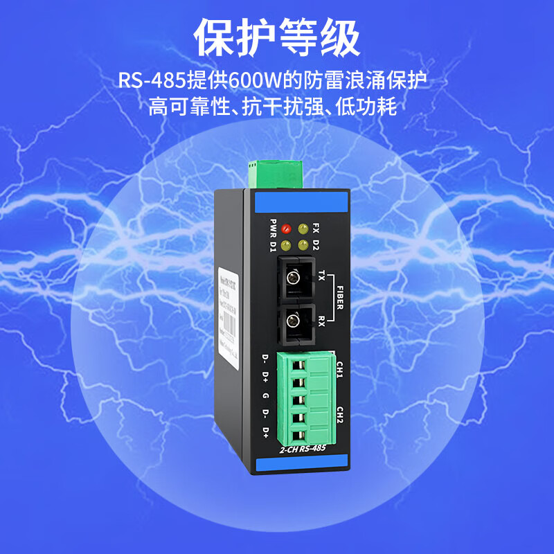 Industrial grade 2-way RS-485 optical fiber transceiver RS485/232 ring network optical transceiver card-type 485 optical fiber converter chassis centralized power supply IDM-3152-SC dual fiber 1 unit + power supply