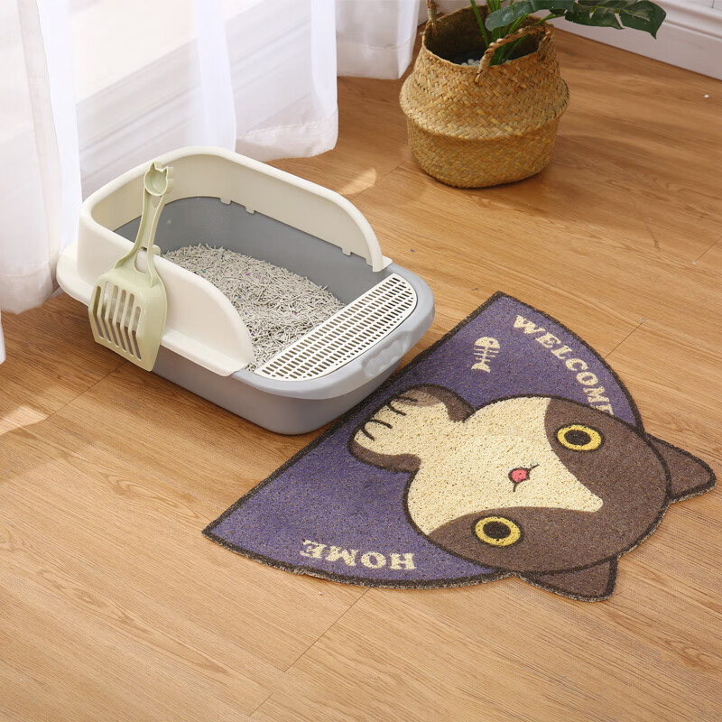 Wang Yejun anti-splash cat litter box semi-closed top-in cat toilet cat litter box cat litter scoop cat litter box large with cartoon cat litter mat
