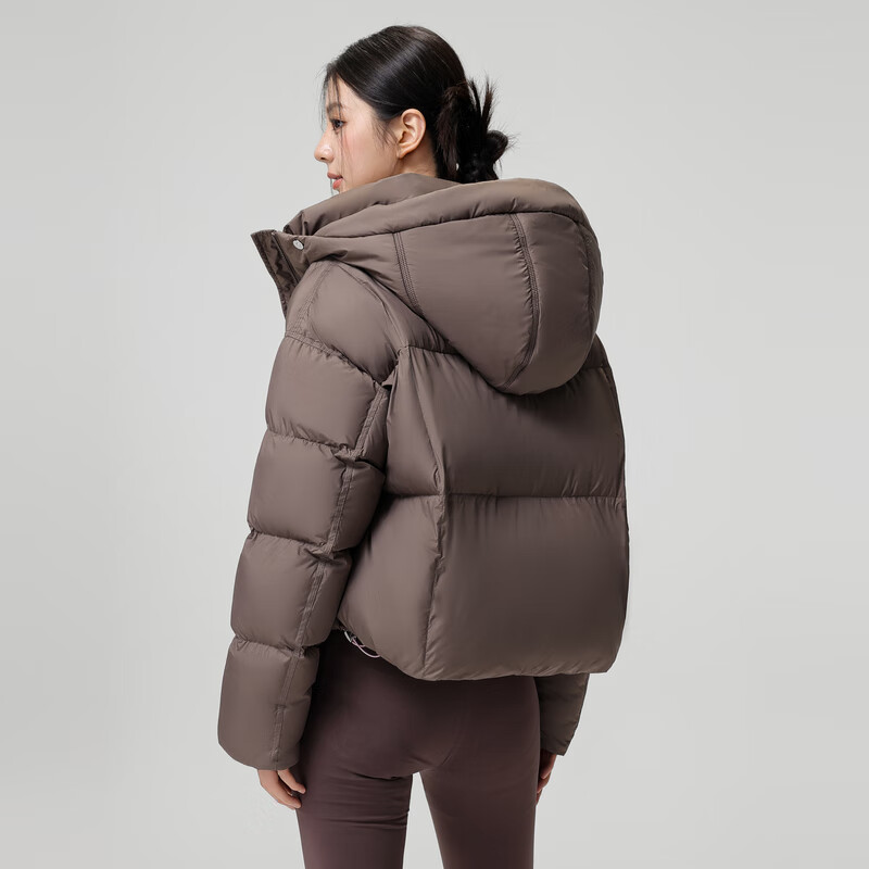 Flying in the Snow Autumn and Winter New Parent-Child Style Goose Down Fashionable Classic Short Puff Goose Down Down Jacket Side Pockets to Keep Out the Cold Chestnut Brown|7330-3350F L 165/88A