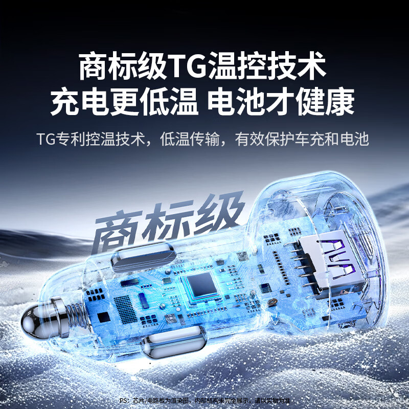 Greenlink car charger cigarette lighter PD30W fast charging head super fast charging one-to-three converter Type-C*2+USB three-port flash charging