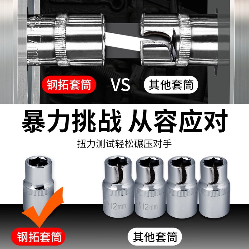 Gangtuo Auto Repair Tool Set Ratchet Socket Wrench Set Professional Auto Repair Tools Hardware Repair Tool Box 69 Piece Set 3/8 Medium Flying Short 6-24 Long 8-21