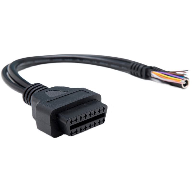 Car OBD line plug universal female DC detection interface 16-pin extension cable conversion connector 0.3 meter female open line with DC