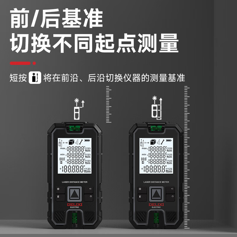 DELIXI ELECTRIC rangefinder green light laser ruler handheld millimeter high-precision electronic ruler household room measuring instrument lithium battery voice model 100m