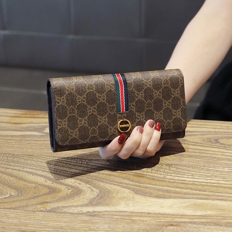 KUQIDAISHU cool card bag wallet all-in-one bag for women 2024 Chinese Valentine's Day multi-functional long wallet large capacity high-end exquisite sense apricot long (10 card slots) genuine leather driver's license