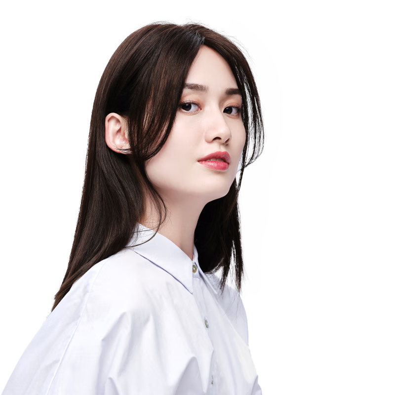 Rebecca wig for women, full human hair wig piece, butterfly shape on top of head, hand-woven MONO net, free split seam to cover white hair, replacement piece, center-parted bangs, natural black 25cm, fully hand-woven craftsmanship