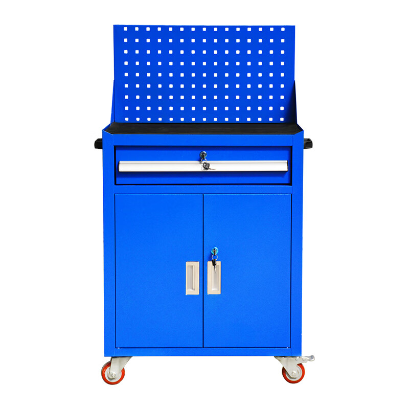 Heavy-duty tool cabinet drawer-type tool cart auto repair cart repair multi-functional storage box factory workshop workbench TH111L extra thick upper and lower two drawers 1.2 blue + wheel brake