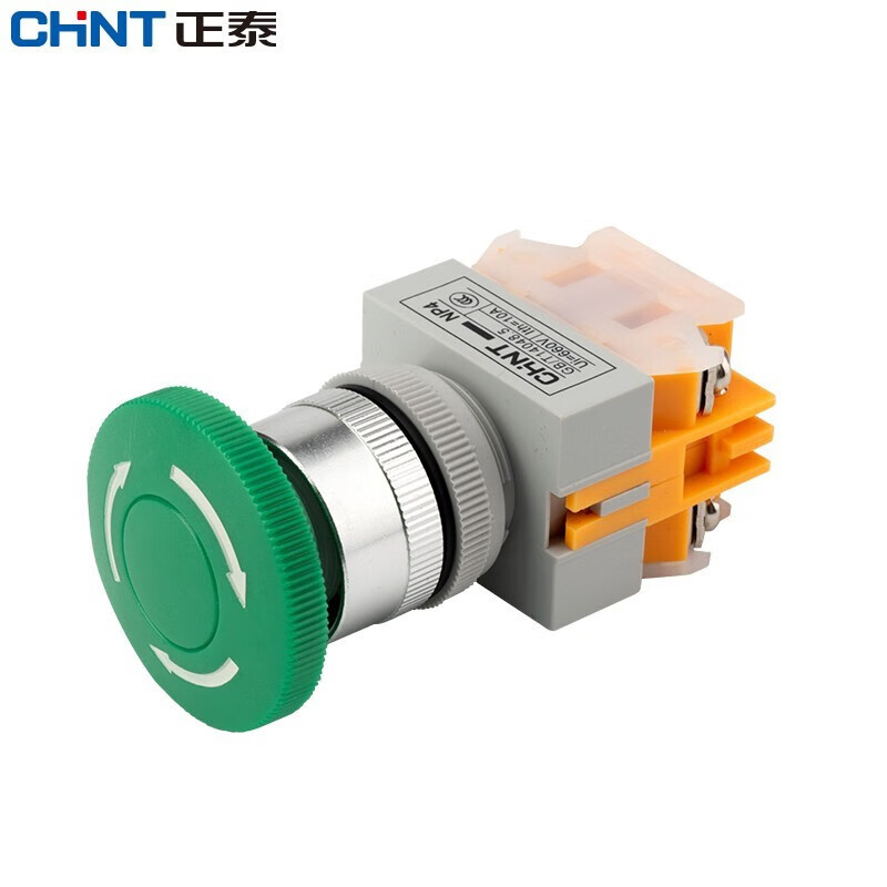 Chint (CHNT) emergency stop switch emergency stop self-locking control button mushroom head self-locking protection one open and one closed NP4-11ZS/1-R green