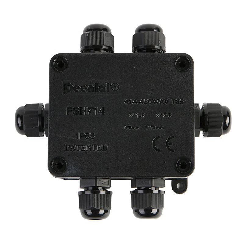 IP68 plastic waterproof junction box with one in and four out outdoor cable street light junction box four-way waterproof box FSH714-4P (PG9 4-8mm) 1 piece