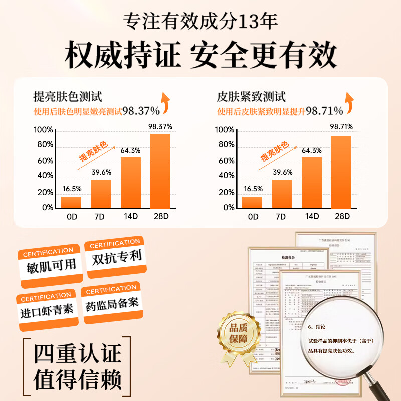 Translucent astaxanthin double anti-aging essence, anti-yellowing, anti-wrinkle, firming, darkening, brightening skin tone, anti-oxidant VC, anti-aging for women