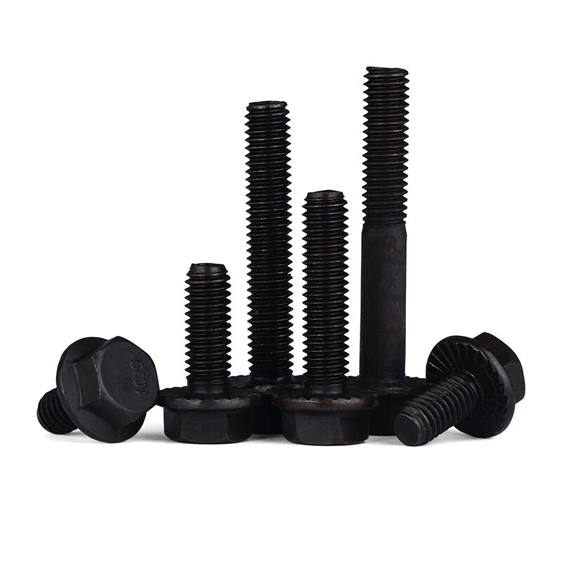 JINGGONG Grade 10.9 black toothed external hexagonal padded flange screw bolts External hexagonal padded bolts M5-16 M6x10 10 pieces
