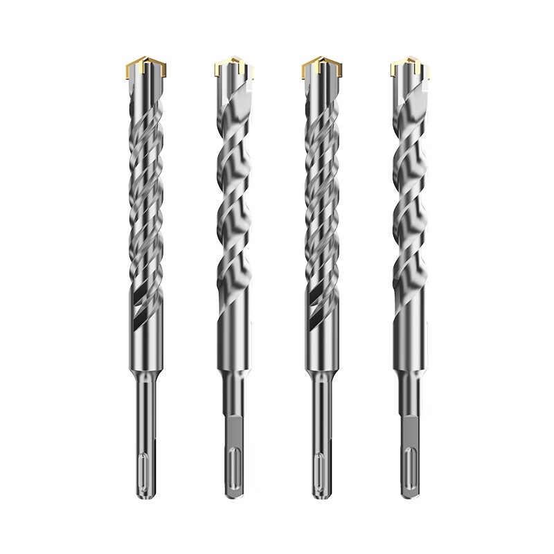 HUHAO cross square shank electric hammer drill bit tungsten steel round shank impact drill bit concrete wall through wall drilling alloy rotor upgraded four-blade 6*110 round shank