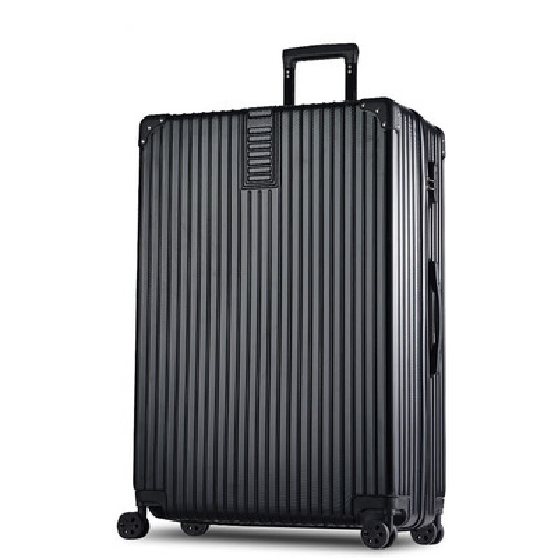 Goldman's Luggage Large Capacity Leather Case Student Travel Trolley Case with Spinner Wheels Sturdy and Durable Small Password Suitcase Noble Black Upgraded Thickened Zipper Type Zipper 26 Inches Medium and Long-distance College Students Living on Campus
