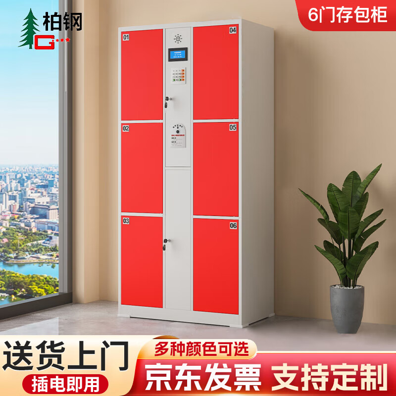 Baigang electronic lockers for shopping malls and supermarkets smart lockers with fingerprint recognition 6 doors