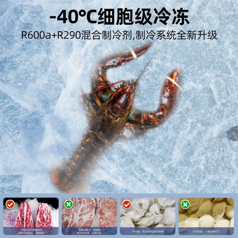 Star Freezer Air-cooled Frost-free Upright Freezer-40 Level 1 Energy Efficiency Energy-Saving Cryogenic Refrigerator Freezer-24 Degrees Air-cooled Frost-free 141WV4C