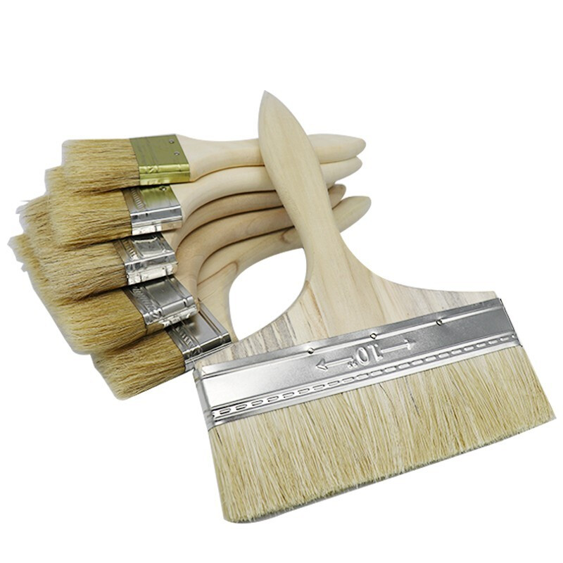 Bingyu BYyc-255 wooden handle brush barbecue brush cleaning boat brush thickened pig hair paint brush 2 inches 10 pieces