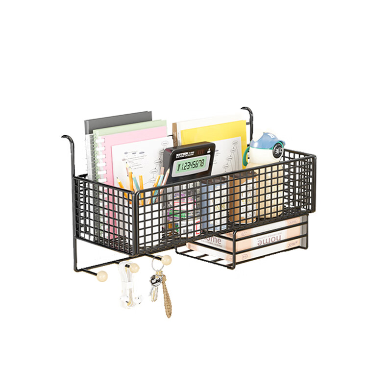Baimuyuan office storage rack work station organization artifact desktop hanging basket hanging dormitory table top supply box black large paper towel style