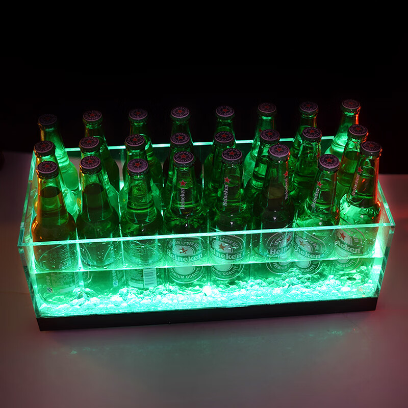Huili Bar KTV luminous ice bucket rectangular large commercial ice cube plastic beer frame basket set 12 pieces of gram white light can be customized specifications